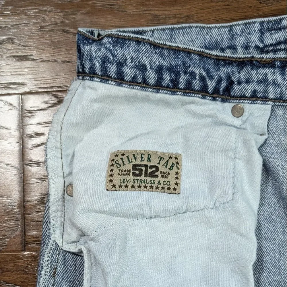 Levis Silver Tab 512 Acid Wash Jeans Men 34x34 (Actual 30x33) Vintage‎ 90's